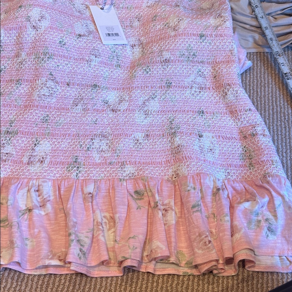 NWT LOVESHACK FANCY norna Pink Floral smocked Dress in ballet pink size XL - Picture 10 of 12